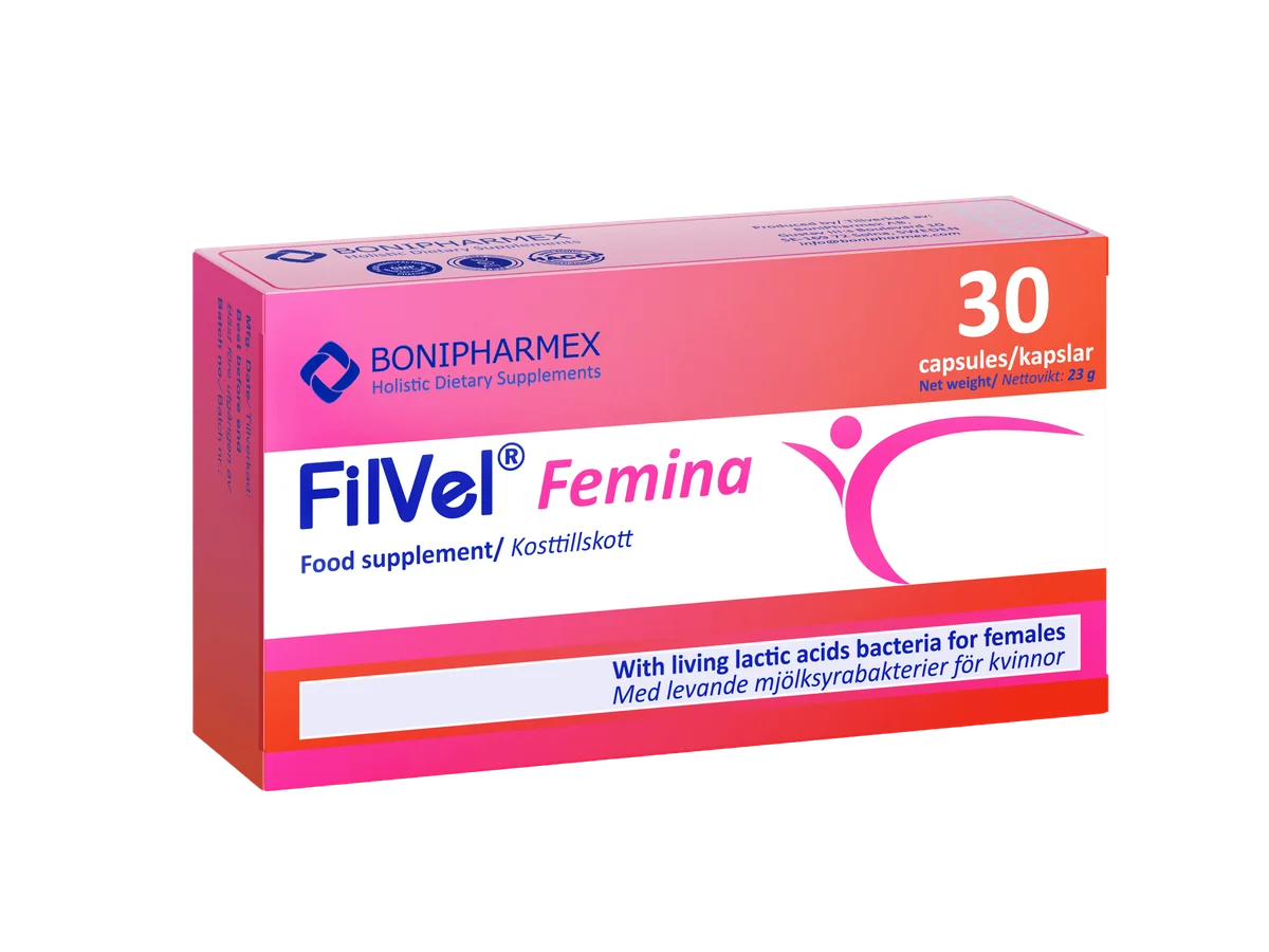 FilVel Femina kosttillskott för vaginalflora och urogenital hälsa